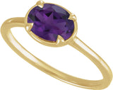 14K Yellow Gold Vermeil Lab-Grown Amethyst Claw-Prong Bezel-Style Ring