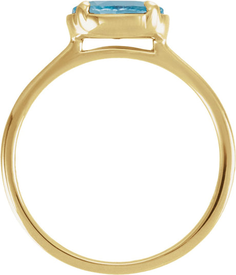 10K Yellow Gold Natural Aquamarine Claw-Prong Bezel-Style Ring