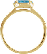 14K Yellow Gold Natural Aquamarine Claw-Prong Bezel-Style Ring
