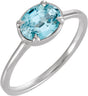 Sterling Silver Natural Blue Zircon Claw-Prong Bezel-Style Ring