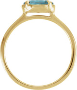 14K Yellow Gold Natural Blue Zircon Claw-Prong Bezel-Style Ring