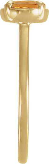 14K Yellow Gold Natural Citrine Claw-Prong Bezel-Style Ring