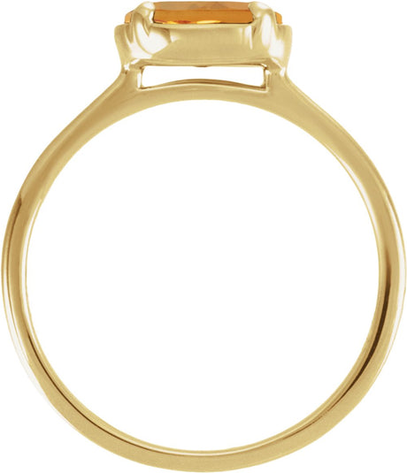 10K Yellow Gold Natural Citrine Claw-Prong Bezel-Style Ring