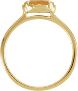 14K Yellow Gold Natural Citrine Claw-Prong Bezel-Style Ring