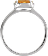 10K White Gold Natural Citrine Oval Claw-Prong Bezel-Style Ring