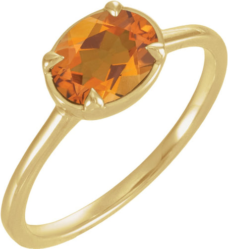 10K Yellow Gold Natural Citrine Claw-Prong Bezel-Style Ring
