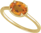 14K Yellow Gold Natural Citrine Claw-Prong Bezel-Style Ring