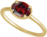 14K Yellow Gold Natural Mozambique Garnet Claw-Prong Bezel-Style Ring