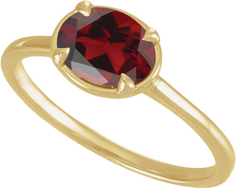 10K Yellow Gold Natural Mozambique Garnet Claw-Prong Bezel-Style Ring