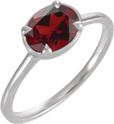 10K White Gold Natural Mozambique Garnet Claw-Prong Bezel-Style Ring