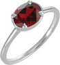 10K White Gold Natural Mozambique Garnet Claw-Prong Bezel-Style Ring