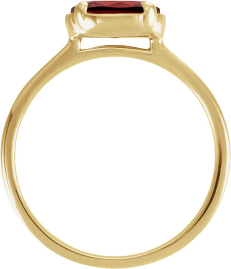 14K Yellow Gold Vermeil Natural Mozambique Garnet Claw-Prong Bezel-Style Ring