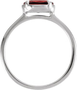 10K White Gold Natural Mozambique Garnet Claw-Prong Bezel-Style Ring