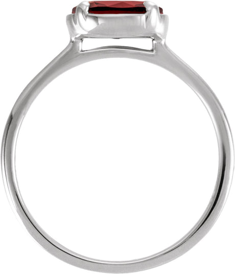 10K White Gold Natural Mozambique Garnet Claw-Prong Bezel-Style Ring