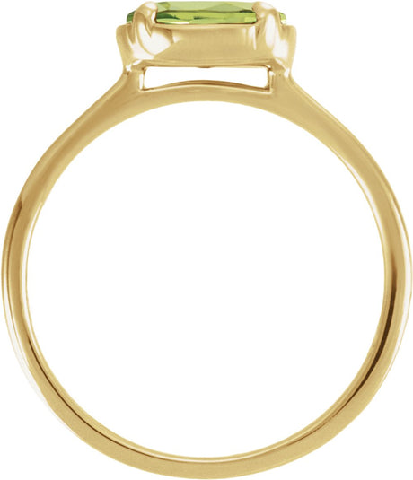 14K Yellow Gold Vermeil Natural Peridot Claw-Prong Bezel-Style Ring