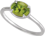 10K White Gold Natural Peridot Claw-Prong Bezel-Style Ring