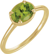 14K Yellow Gold Vermeil Natural Peridot Claw-Prong Bezel-Style Ring