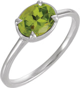 10K White Gold Natural Peridot Claw-Prong Bezel-Style Ring