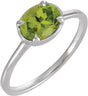 10K White Gold Natural Peridot Claw-Prong Bezel-Style Ring