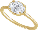 14K Yellow Gold Vermeil 1 1/4 CT Lab-Grown Diamond Claw-Prong Bezel-Style Ring