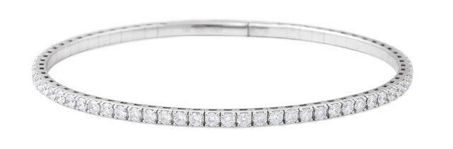 14K White Gold 3 CTW Lab-Grown Diamond Flexible Bangle 7" Bracelet