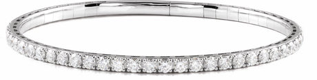 14K White Gold 3 CTW Lab-Grown Diamond  Flexible Bangle 7" Bracelet