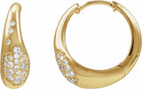 14K Yellow Gold 1/4 CTW Lab-Grown Hoop Pavé-Style Earrings