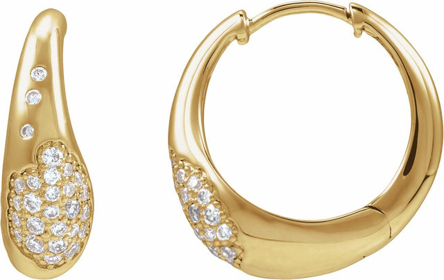 14K Yellow Gold 1/4 CTW Lab-Grown Hoop Pavé-Style Earrings