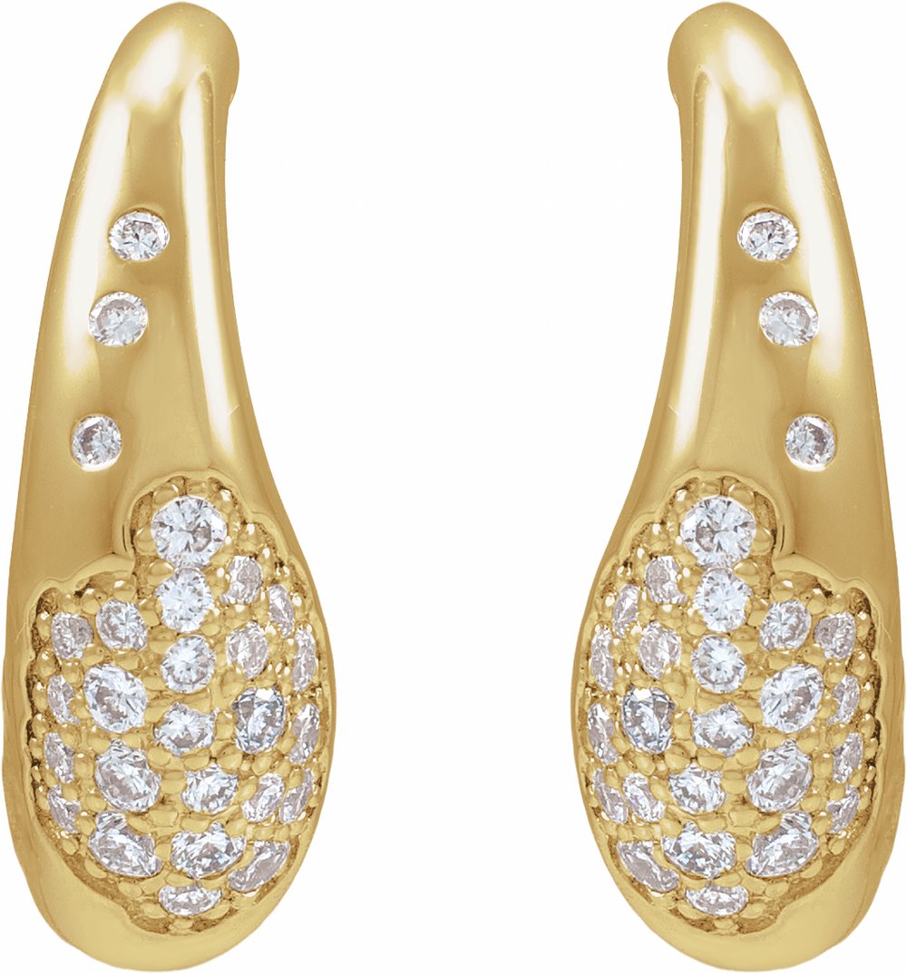 14K Yellow Gold 1/4 CTW Lab-Grown Hoop Pavé-Style Earrings
