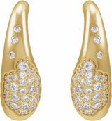 14K Yellow Gold 1/4 CTW Lab-Grown Hoop Pavé-Style Earrings