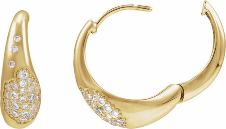 14K Yellow Gold 1/4 CTW Lab-Grown Hoop Pavé-Style Earrings