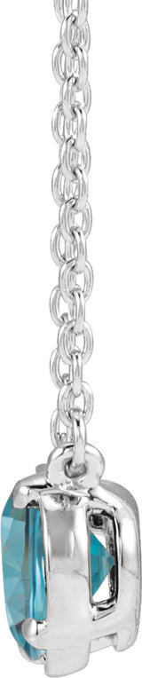 10K White Gold Natural Blue Zircon Claw-Prong Bezel-Style 18" Necklace