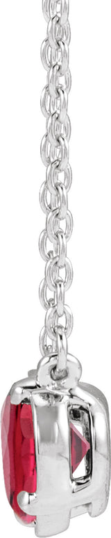14K White Gold Lab-Grown Ruby Claw-Prong Bezel-Style 18" Necklace