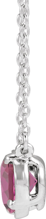 10K White Gold Natural Pink Tourmaline Claw-Prong Bezel-Style 18" Necklace
