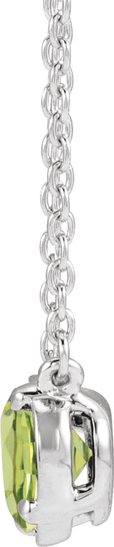 Sterling Silver Natural Peridot Claw-Prong Bezel-Style 18" Necklace
