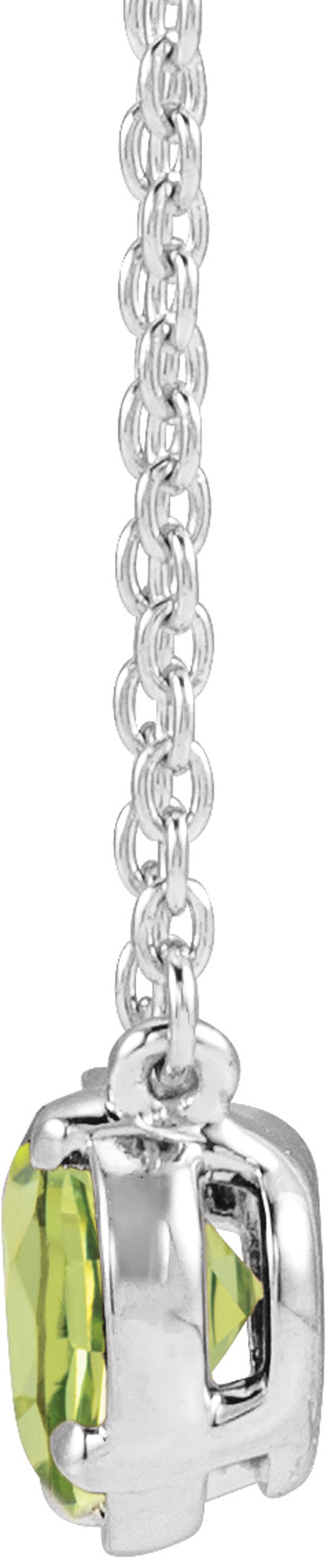 Sterling Silver Natural Peridot Claw-Prong Bezel-Style 18" Necklace