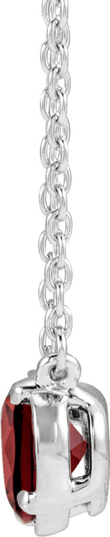 Sterling Silver Natural Mozambique Garnet Claw-Prong Bezel-Style 18" Necklace