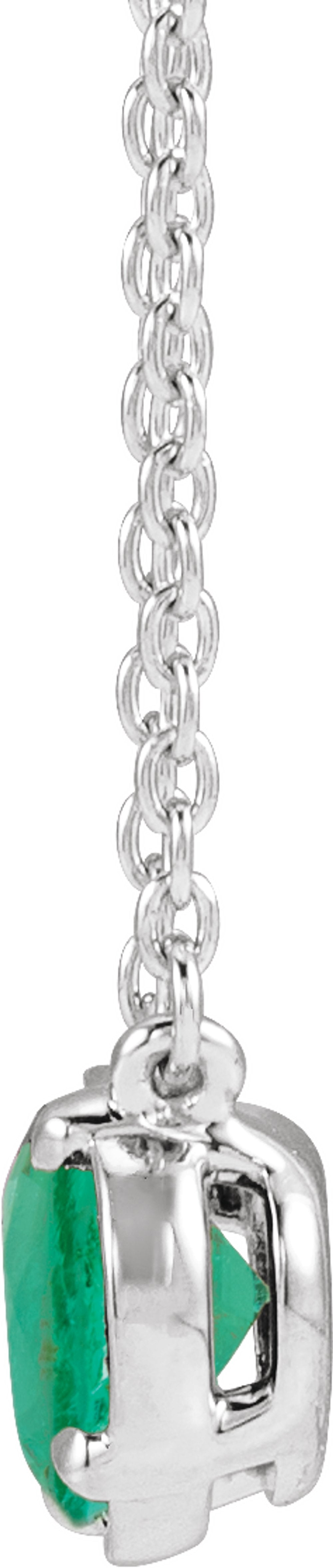 Sterling Silver Lab-Grown Emerald Claw-Prong Bezel-Style 18" Necklace