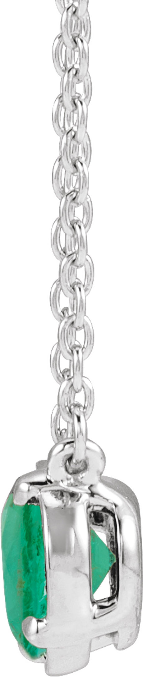 Sterling Silver Lab-Grown Emerald Claw-Prong Bezel-Style 18" Necklace