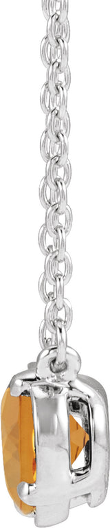 10K White Gold Natural Citrine Claw-Prong Bezel-Style 18" Necklace