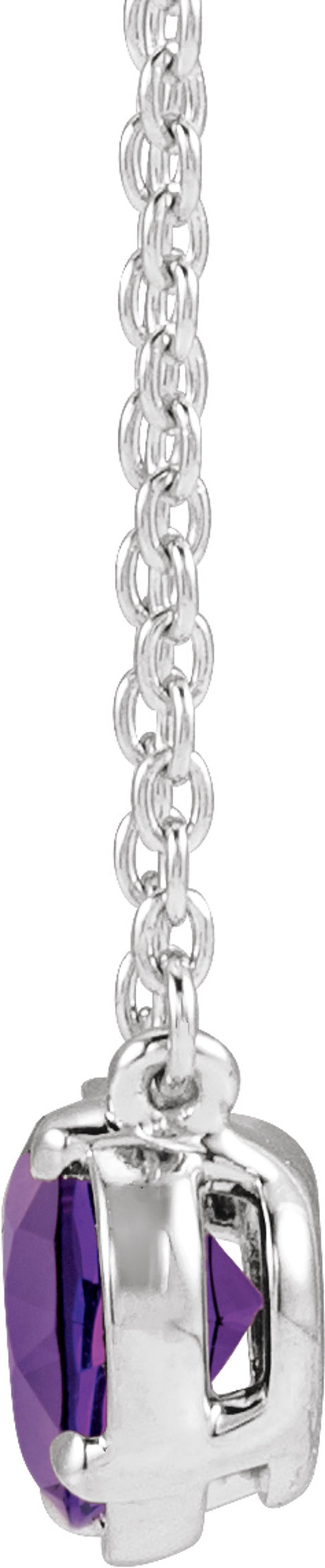 10K White Gold Natural Amethyst Claw-Prong Bezel-Style 18" Necklace