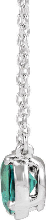 10K White Gold Lab-Grown Alexandrite Claw-Prong Bezel-Style 18" Necklace