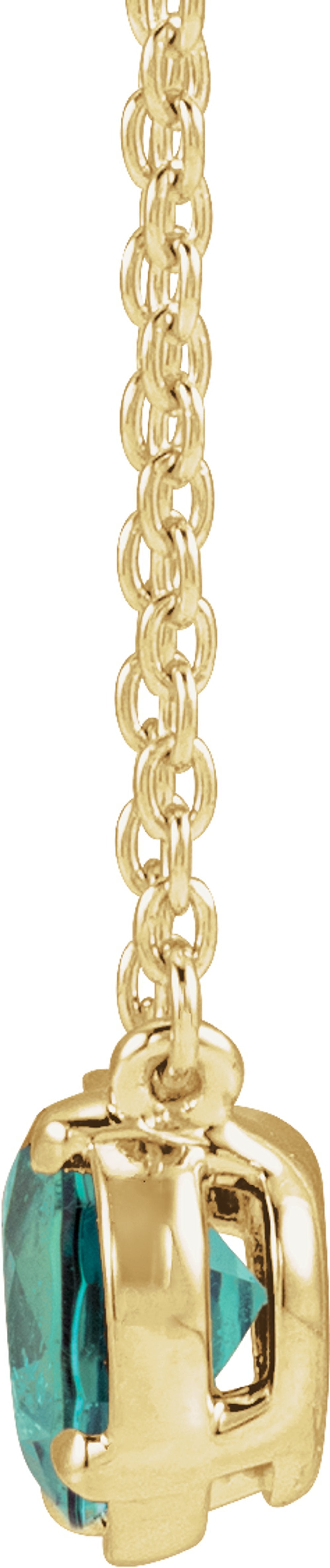 10K Yellow Gold Lab-Grown Alexandrite Claw-Prong Bezel-Style 18" Necklace