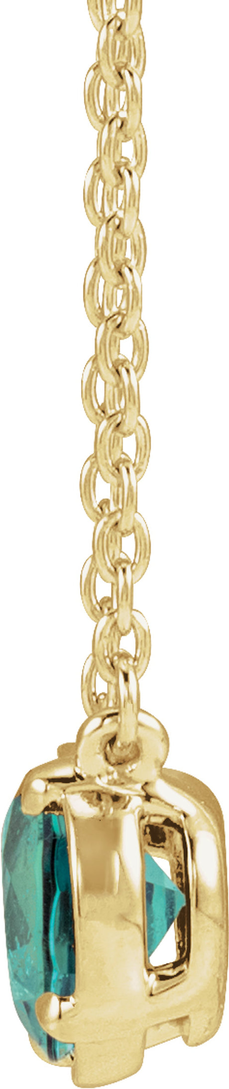 10K Yellow Gold Lab-Grown Alexandrite Claw-Prong Bezel-Style 18" Necklace