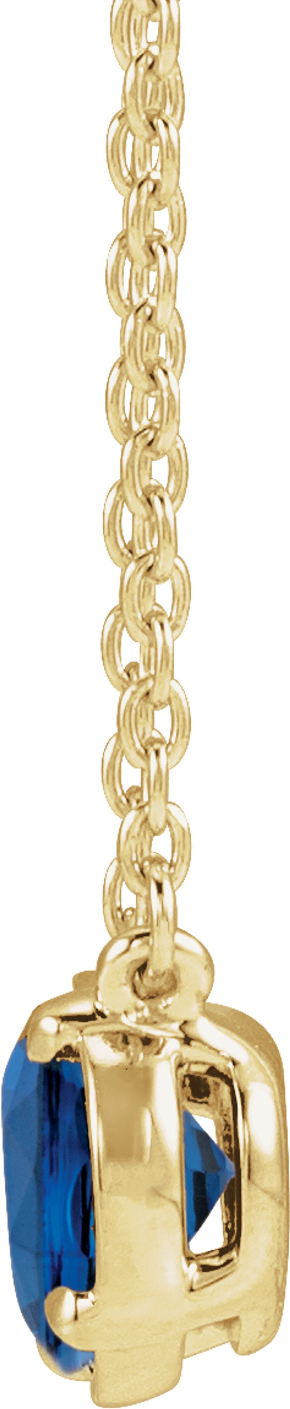 14K Yellow Gold Lab-Grown Blue Sapphire Claw-Prong Bezel-Style 18" Necklace
