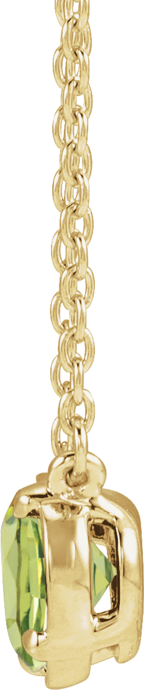 10K Yellow Gold Natural Peridot Claw-Prong Bezel-Style 18" Necklace