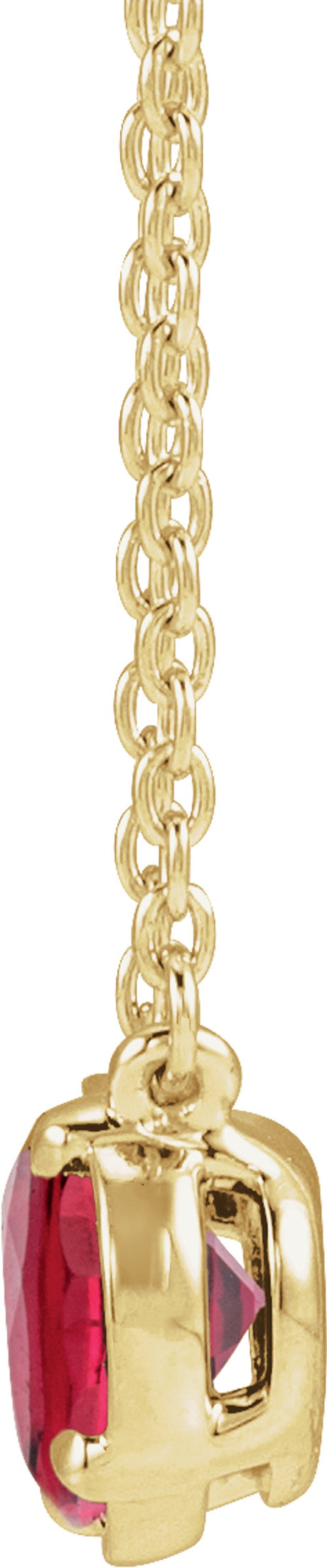 14K Yellow Gold Vermeil Lab-Grown Ruby Claw-Prong Bezel-Style 18" Necklace