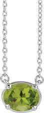 Sterling Silver Natural Peridot Claw-Prong Bezel-Style 18" Necklace