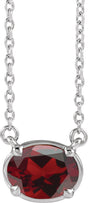 14K White Gold Natural Mozambique Garnet Claw-Prong Bezel-Style 18" Necklace