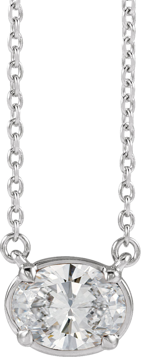 14K White Gold 1 1/4 CT Lab-Grown Diamond Claw-Prong Bezel-Style 18" Necklace
